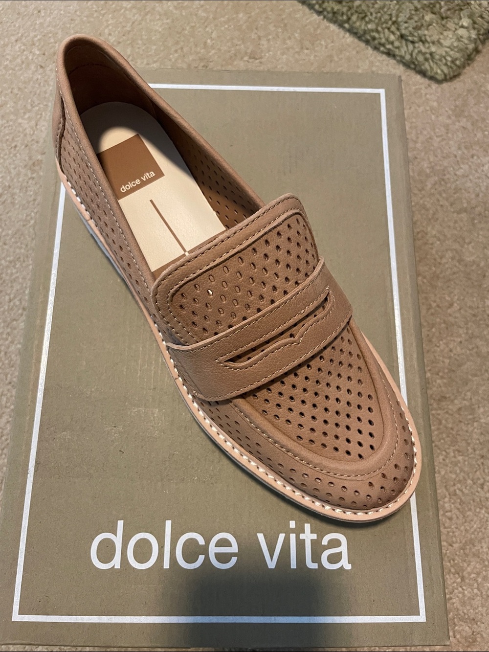 Dolce Vita Perforated Tan Slip-On Penny Loafer
